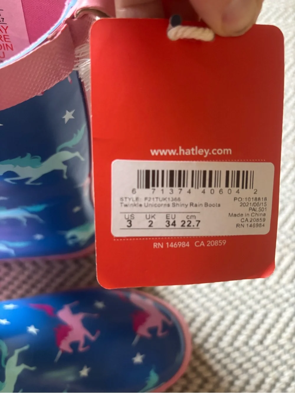NWT Hatley Girls Blue/Pink Unicorn Rain Boots